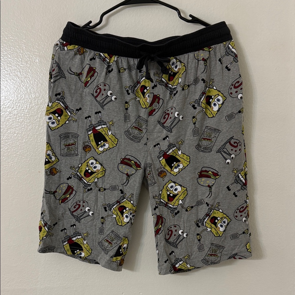 SpongeBob SquarePants Black and Gray Lounge Shorts (Worn Once) - XL
